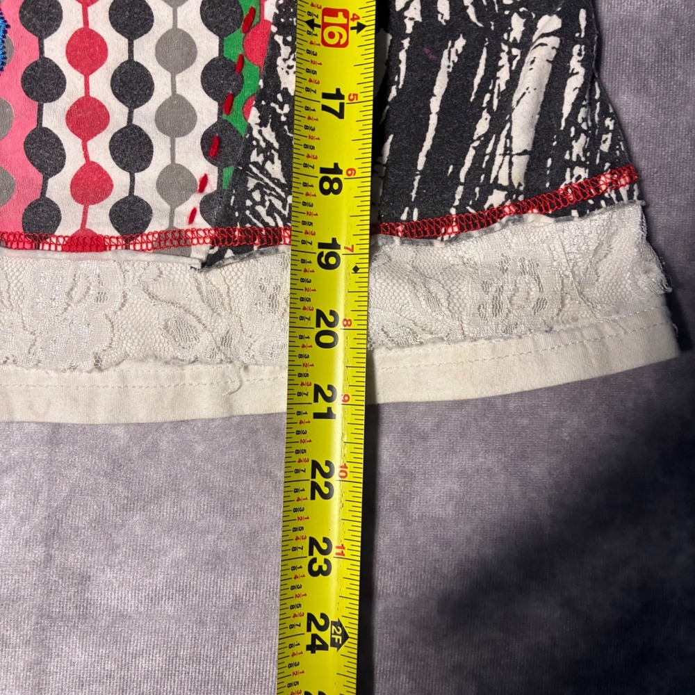 Ton Tin Paris Girls Patchwork Lace Trim Dress Multi Color Graphic Print Size 5/6 - Picture 5 of 6